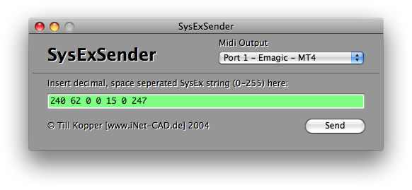 SysExSender Screenshot